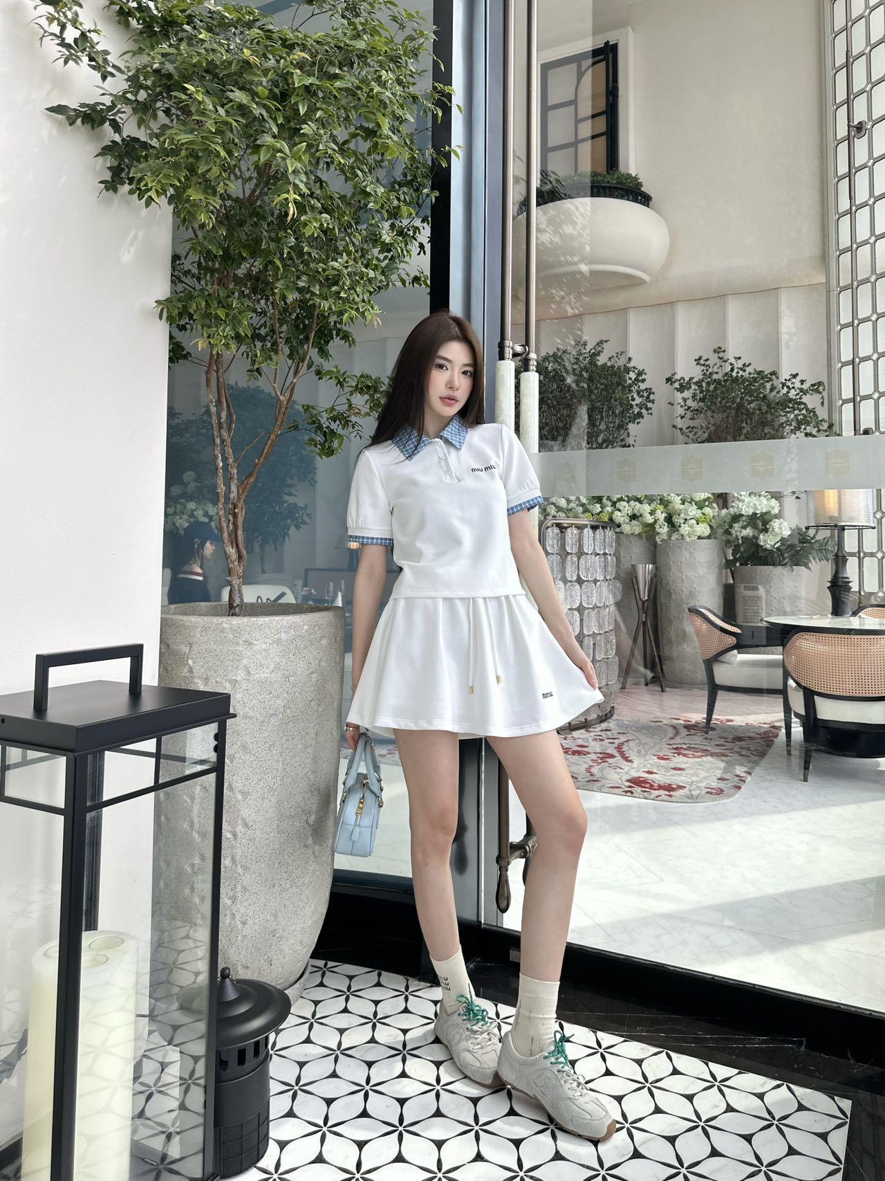 미우미우 플레드 폴로 칼라 캐주얼 세트 (해외배송)